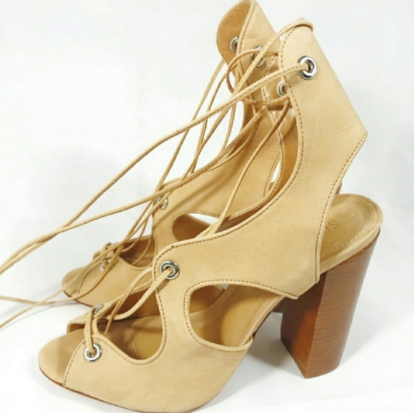 NEW- Schutz Nubuck Ankle Wrap Heels - Picture 5 of 6